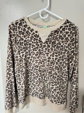 Honeydew Intimates Leopard Print Crewneck Sweater - Beige & Brown- small